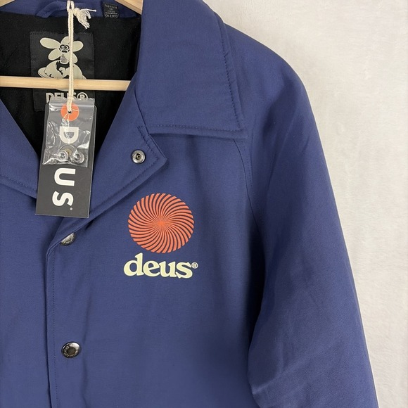 Deus Ex Machina Strata Coach Jacket Mens Small Blue Japan Records Motorcycle NEW - Picture 3 of 8